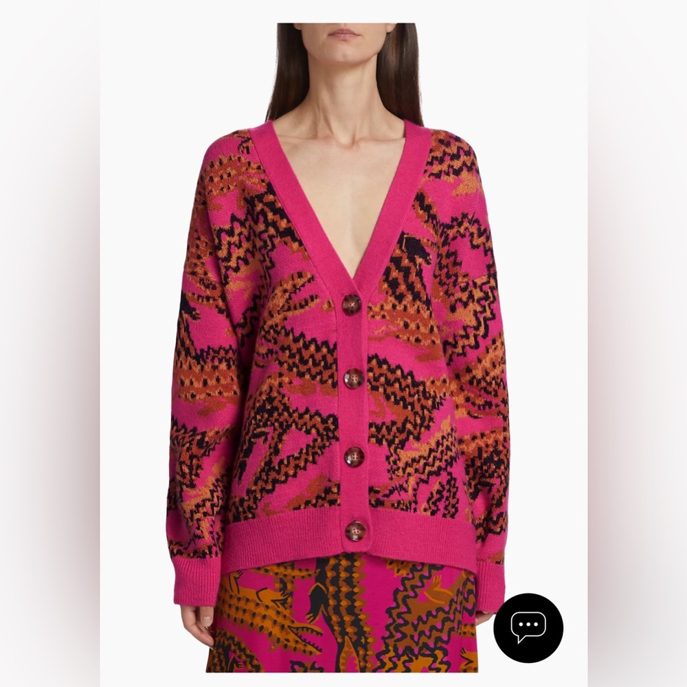 Farm Rio Pink Croco Sweater Cardigan